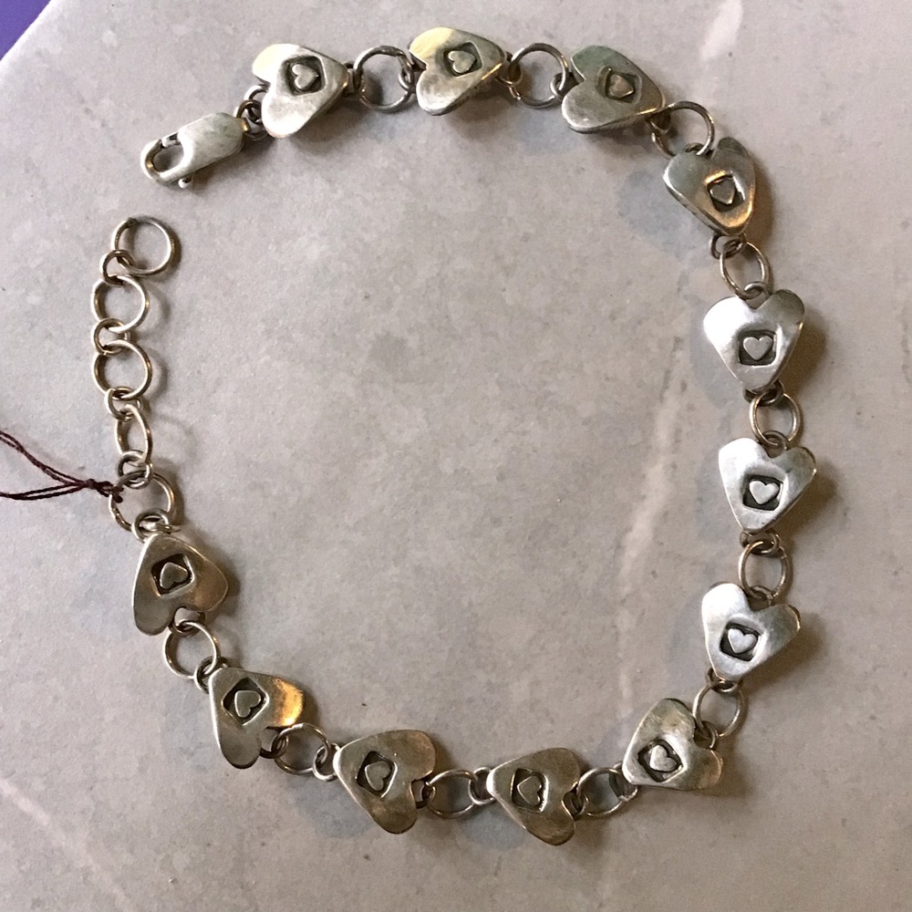Sterling Silver Heart Charm Bracelet